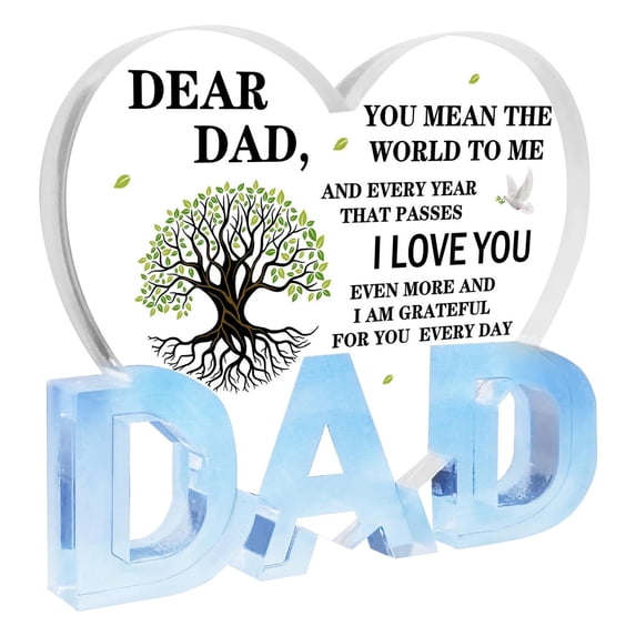 Gifts for Dad,Dad Birthday Gifts - Acrylic Heart Dad Plaque 3.9×3.7inch,Valentines Day Christmas Fathers Day Present for Dad from Daughter Son Wife,Memorial Gifts for Loss of Dad