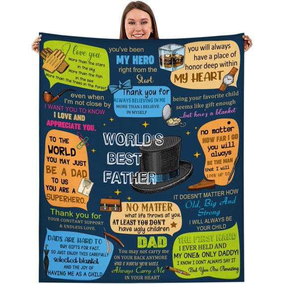 Gifts for Dad, Dad Gifts from Daughter Son, Funny Dad Blanket, Dad Birthday Gift Ideas, Dad Daughter Gifts, Christmas for Dad Super Soft Cozy Flannel Throw Blanket 50"x 60"