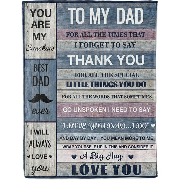 Gifts for Dad, Dad Throw Blanket, Dad Gift from Daughter Son,Blanket to My Dad, Father Gifts, Best Dad Gifts for Birthday, Christmas,Valentine's Day,Thanksgiving, Blue