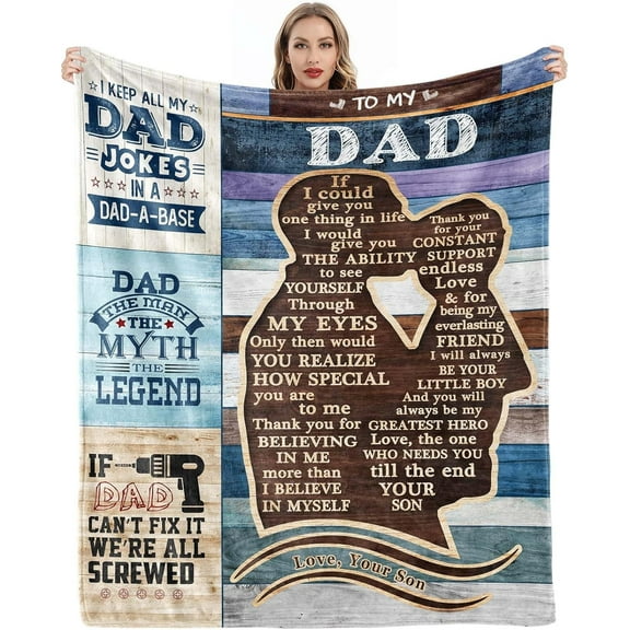 Gifts for Dad from Daughter to My Dad Blanket Best Gift for Fathers Day Birthday Christmas Valentines Day Bday Present Idea for Father Husband Men Him Healing Thoughts Throw Blanket 60''x50''