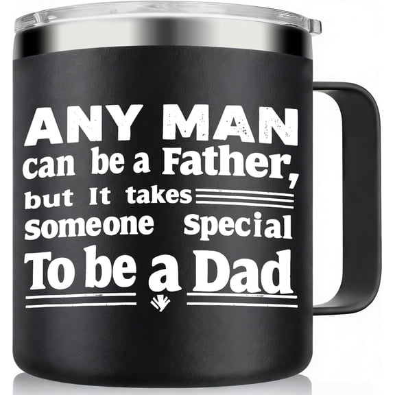 Gifts for Dad from Daughter Son - 14oz Stainless Steel Coffee Mug - Dad Gifts for Fathers Day, Birthday, Valentines Day, Thank You Gifts for Men Husband Grandpa, Black