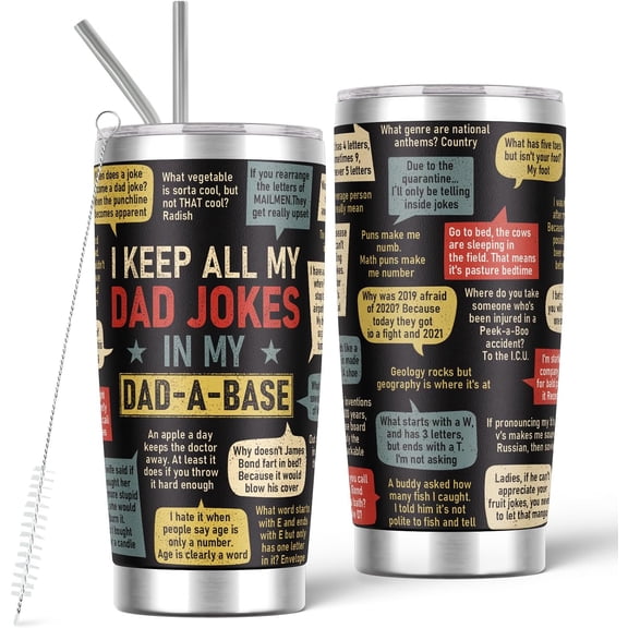 Gifts for Dad from Daughter Son Kids, Birthday Father''s Day Gifts for Father, Best Dad Ever Tumbler Stainless Steel, Funny Gift Favorite Child Colorful Coffee Drinking Cup 20oz with Straws, Black