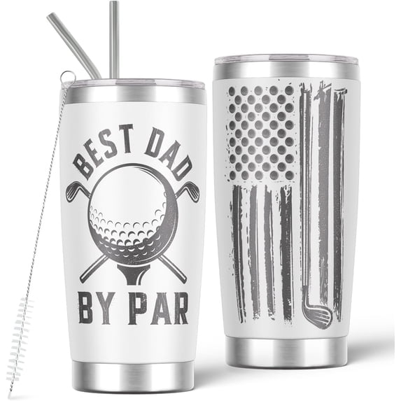 Gifts for Dad from Daughter Son Kids, Birthday Father''s Day Gifts for Father, Best Dad Ever Tumbler Stainless Steel, Funny Gift Favorite Child Colorful Coffee Drinking Cup 20oz with Straws, Black