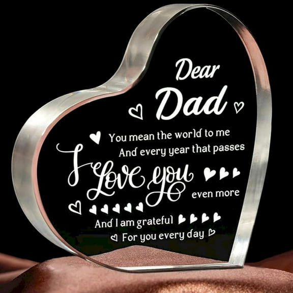 Gifts for Dad, Fathers Day Christmas Dad Gifts, 3.9Ã3.9 inch Delicate Acrylic Heart Plaque Christmas Gifts for Dad, Birthday Sign Gift Idea, First Fathers Day Gift for New Dad Stepdad
