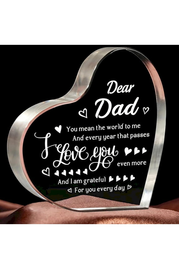 Gifts for Dad, Fathers Day Christmas Dad Gifts, 3.9×3.9 inch Delicate Acrylic Heart Plaque Christmas Gifts for Dad, Birthday Sign Gift Idea, First Fathers Day Gift for New Dad Stepdad