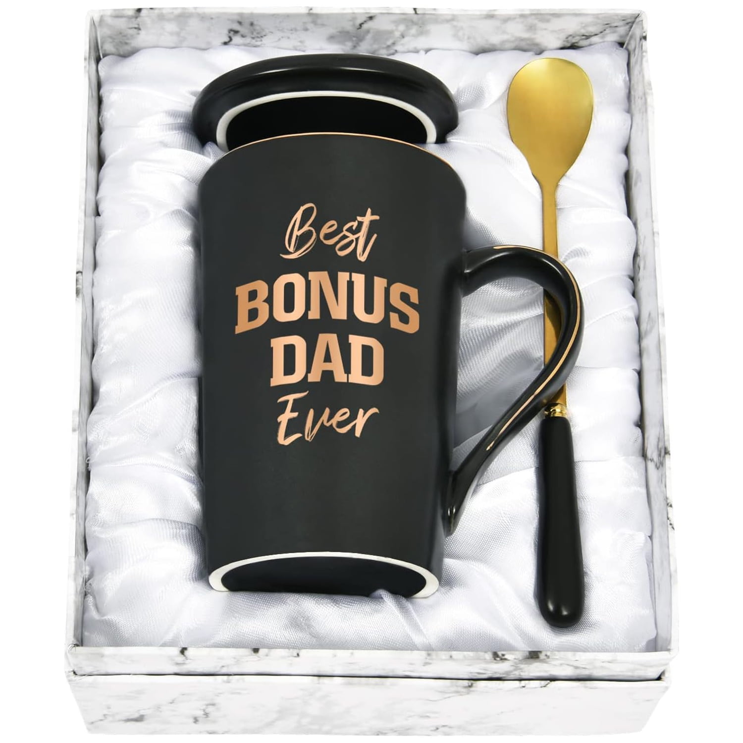 Gifts for Dad - Futtumy Best Bonus Dad Ever Coffee Mug, Father's Day Gifts, Christmas Gifts, Birthday Gifts, 14 fl oz Black Coffee Mugs Ceramic Coffee Mug Tea Cup