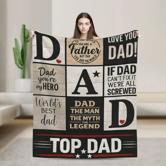 Gifts for Dad Happy Birthday Dad Blanket from Daughter Son - Christmas Fathers Day Thanksgiving Room Decor - Papa Throw Blanket for Couch Bed Camping Outdoor Travel 50x40