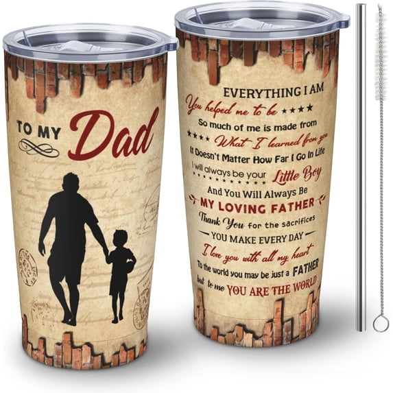 Gifts for Dad from Son - Christmas Dad Birthday Gift - Birthday Gift for Dad - Best Dad Ever Gifts - Dads Birthday Gifts Ideas - Xmas Dad Gifts Tumbler with Straw and Lid 20OZ 1PC