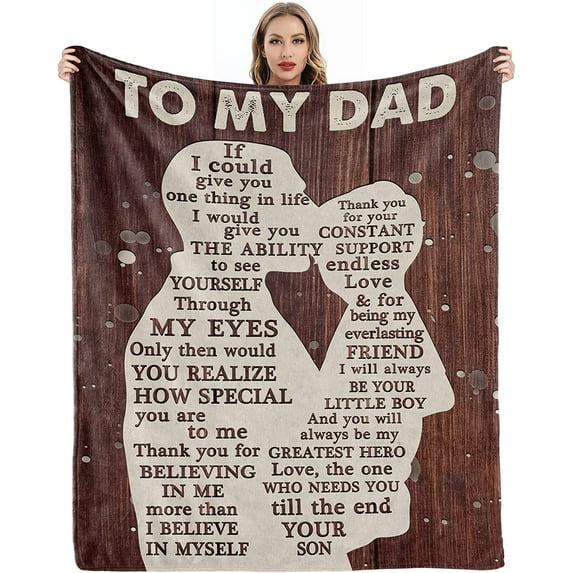 Gifts for Dad from Son to My Dad Blanket Best Gift for Fathers Day Birthday Christmas Valentines Day Bday Present Idea for Father Husband Men Him Healing Thoughts Throw Blanket 60''''x50''''