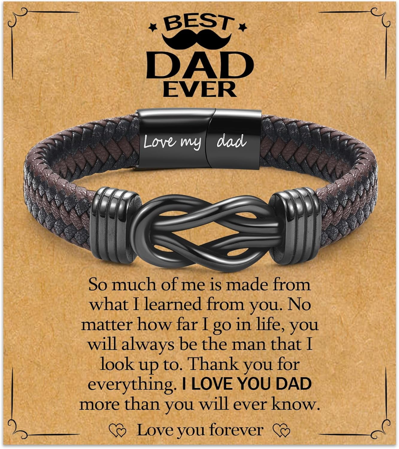 Infinity Love Leather Bracelet For Men - Gift Set With Box & Cards - View #8