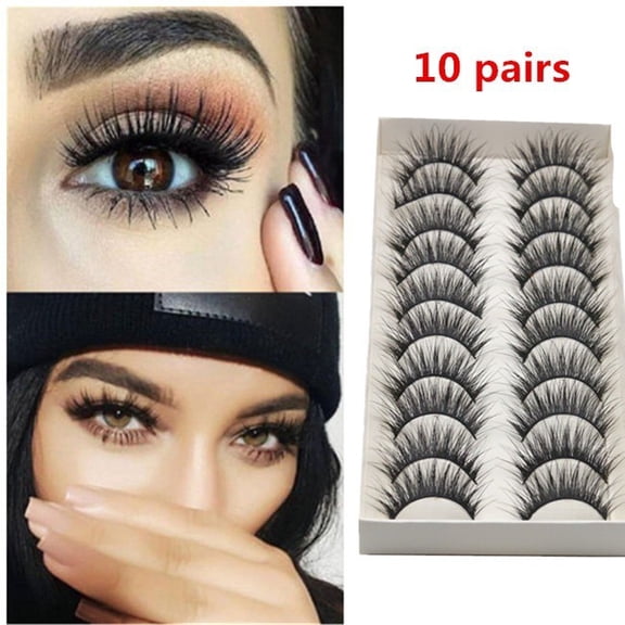 Gifts Dianli 10PC Thick Long Party False Eyelashes Dramatic Volume Reusable Synthetic Mink-Look Lash Extensions Clear Band Natural Glam for Makeup Prom Wedding