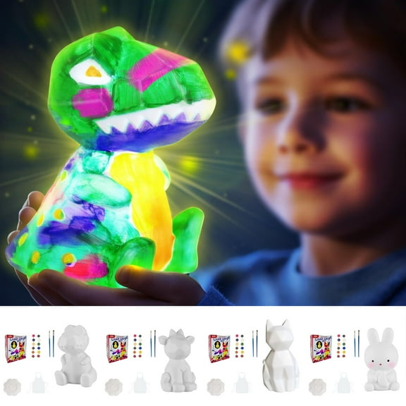 Gifts Dianli Children’s DIY Painted Graffiti Modeling Animals Glowing Night Light Toy Set Soft Rubber White Embryo Doll 10ml Handmade Creative Animal Night Light Painting Set For Kids Christmas Gift