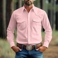 thumbnail image 1 of Gifts Dianli Fashion Vintage Solid Color Men's Long Sleeve Turndown Collar Lapel Shirt Retro Relaxed-Fit Breathable Linen-Cotton Button-Front Top for Everyday Travel Casual, 1 of 7