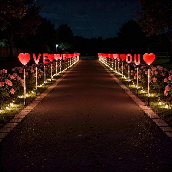 Gifts Dianli Holiday Decor LED Valentine's Day Solar Lights Classic Shaped Elements Outdoor Weatherproof Garden Yard Pathway Stakes Romantic Accent Lighting for Party