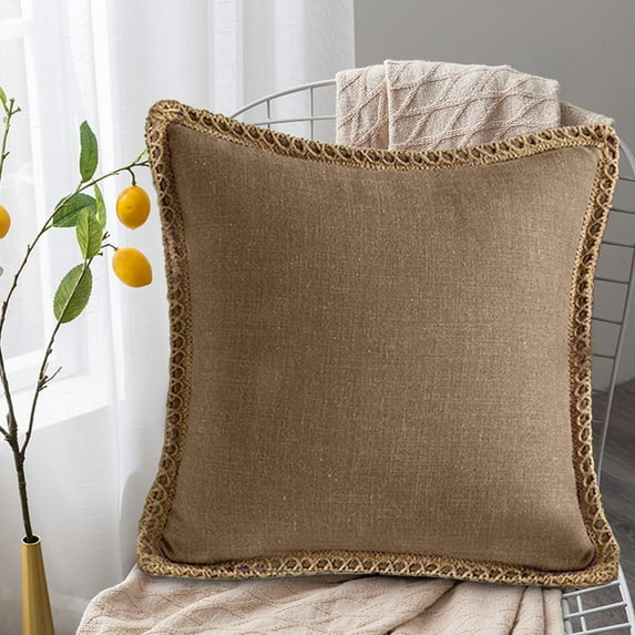 Gifts Dianli Home Decor Pillow Covers 18*18in Linen Trimmed Solid Color Plain Cushion Cases for Sofa Living Room Bed Multi-Purpose Decorative Throw Pillow Slipcovers Stylish Finds for Less