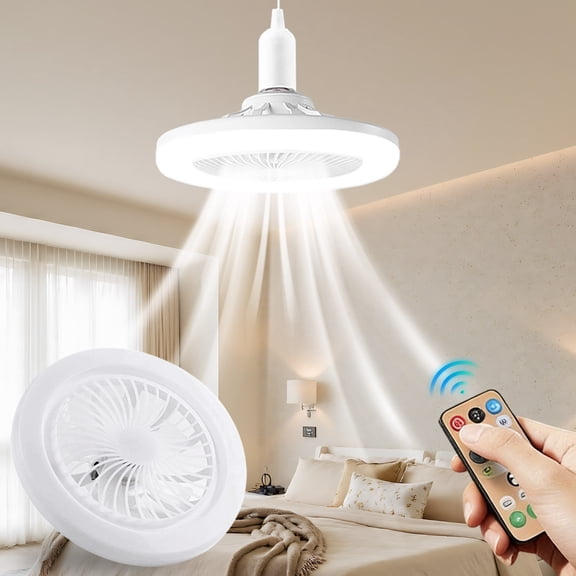 Gifts Dianli Home Lighting Ceiling Fan with Light Enclosed Low Profile Fan Lamp E27 Bulb Base Remote Control Energy Saving 30W Dimmable Three Color Temperature Ceiling Fan