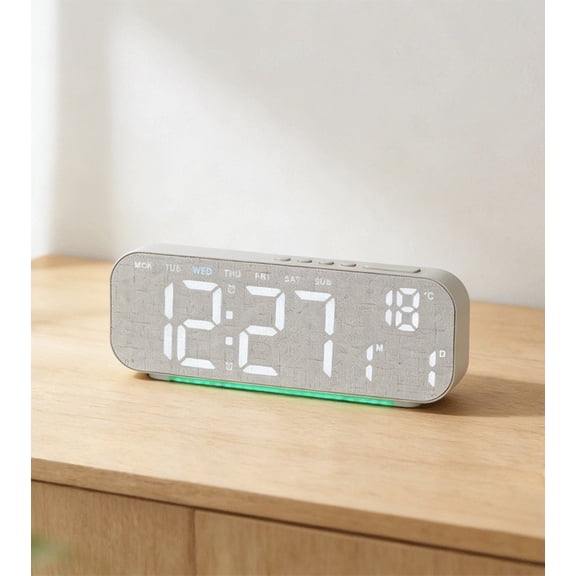 Gifts Dianli Home Tech Alarm Clock Electronic Multifunctional Digital Alarm Clock LED Display Date Temperature Snooze Desk Clock Modern Bedroom Office Clock Home Tech