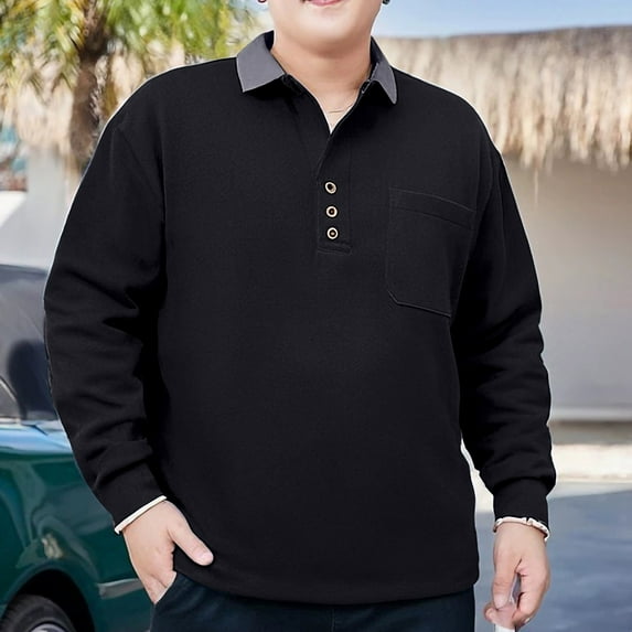 Gifts Dianli Men's Big and Tall Casual Long Sleeve Stand Collar Shirt Zipper Closure Business T-Shirt Top Plus Size 1X-5XL Solid Color Work and Daily Wear