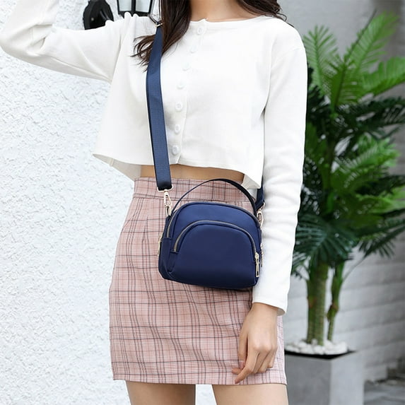 Gifts Dianli Mini Nylon Crossbody Purse for Women, 3-Layer Zipper Shoulder Wallet Bag, Lightweight Small Travel Handbag, Red/Black/Dark Blue, 6.7x5.5x3.1in Hot & Everyday Bargains