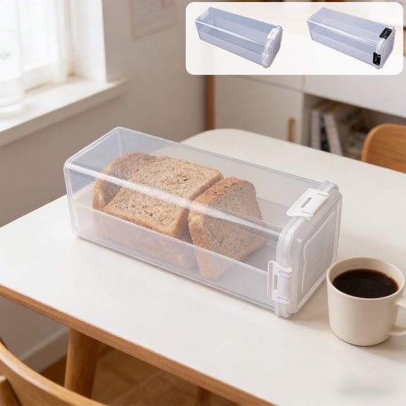 Gifts Dianli Pantry Storage 13 Inch Transparent Airtight Bread Box Freshness Preserving Container Kitchen Countertop Storage Toast Loaf Keeper Crumb Tray Clear Lid Pantry Storage