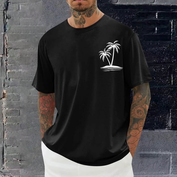 Gifts Dianli Summer Activewear Men's Printed Round Neck Casual Short Sleeve Sports Fitness T-Shirt Breathable Quick-Dry Lightweight Gym Training Tee Everyday Wear Summer Activewear