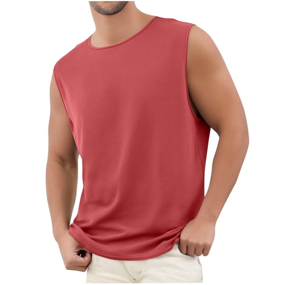 Gifts Dianli Summer Fitness Mens Muscle Tank Top Crew Neck Pocket Short Sleeve T-Shirt Casual Fitness Solid Color Retro Breathable Quick-Dry Cotton-Blend Gym Everyday Workout Tee Summer Fitness