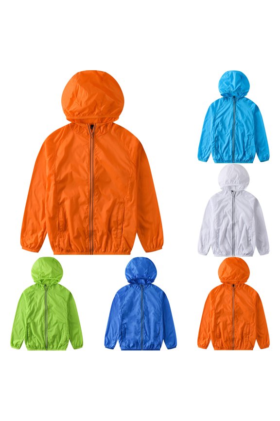 Gifts Dianli Thin Breathable Long Sleeve Hooded Sunscreen Jacket, Neutral Style Casual Outdoor Coat, Matching Parent Child Outfit for Outdoor Activities White 120