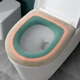 thumbnail image 1 of Gifts Dianli Toilet Seat Cushion Three Color Soft Thickened Washable Toilet Seat Cover Plush Non Slip Elastic Band Removable Warm Comfort Pad For All Season Bathroom Use, 1 of 4