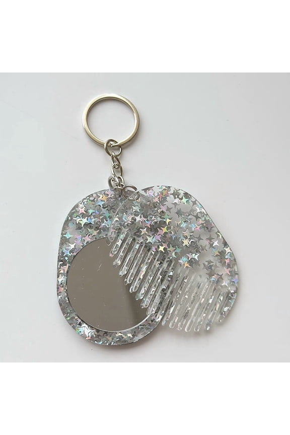 Gifts Dianli Travel Accessories Mirror Comb Keychain Compact Foldable Mirror and Comb Portable Makeup Tool Accessory Dual-Sided Lightweight Durable for Travel Touch-Ups Beauty Tools