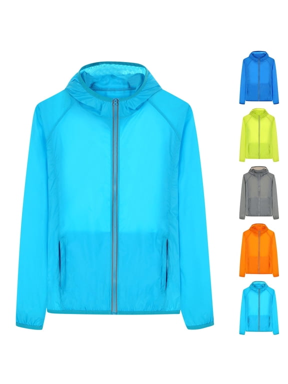 Gifts Dianli Unisex Hooded Waterproof Windbreaker, Sun Protection Anti UV Long Sleeve Coat, Quick Dry Outdoor Sports Outerwear for Men and Women White M