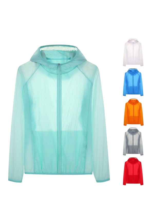 Gifts Dianli Unisex Hooded Windproof Windbreaker Jacket, Waterproof Sun Protection Long Sleeve Top, Quick Dry Outdoor Sports Apparel for Men and Women Gray M