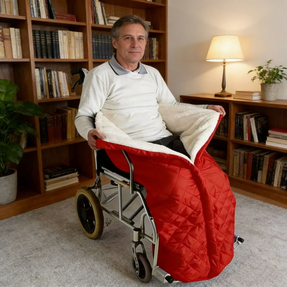 Gifts Dianli Wheelchair Warm Blanket Thickened Fleece Half-Cover Lap Blanket With Anti-Slip Back Winter Insulated Throw for Elderly Care Mobility Seat Cover Soft Cozy