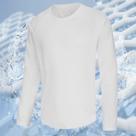 Gifts Dianli Workout Men's Breathable Solid Color Long Sleeve Round Neck Training Shirt Lightweight Quick-Dry Moisture-Wicking Sun Protection Athletic Fit for Gym Running Activewear