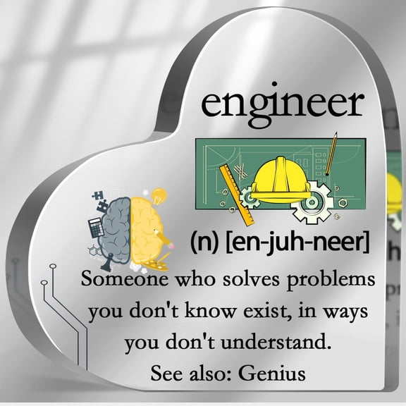 Gifts for Engineers, Engineer Definition Plaque for Women Men, Mechanical Engineering Birthday Appreciation Retirement Gifts, Inspirational Desk Decorative Sign for Home Office