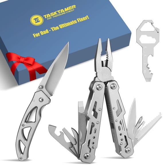 Gifts for Father, Dad Gifts Multi-tool Pliers & Pocket Knife 3-Piece EDC Tools Set, Mans Stocking Stuffers Multitools - Premium Gift Box Packed for Birthday, Fathers Day