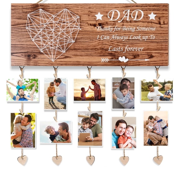 Gifts for Father Grandpa,Wooden Family Birthday Reminder Calendar Board Wall Hanging, 10 Heart Tags 30 Wooden Clips DIY Birthday Tracker Hanging Plaque,Best Gift Ideas