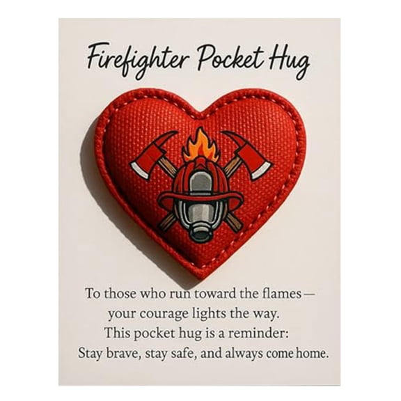 Gifts For Firefighters, Firefighter Themed Heart Pocket Card, Gift Card Pocket - Carries Gratitude Message, Compact Storage - For Firefighters, Emergency Personnel,
