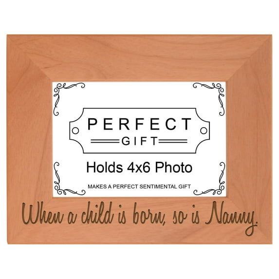 ThisWear Gifts For All By Rachel Olevia Child is Born So is Nanny Natural Wood Engraved 4x6 Landscape Picture Frame Wood