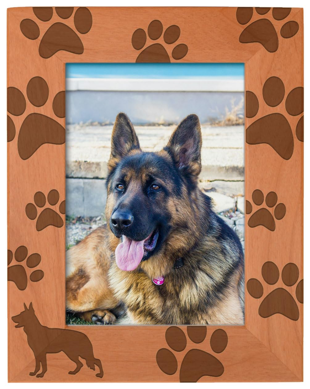 Cornice Portafoto In Legno Naturale Con Incisione 'Forever In My Heart' - Formato 20x25 Cm Per Foto, Regalo Sentimentale Per Perdita Animale Domestico