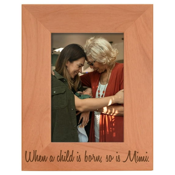 ThisWear Gifts For All By Rachel Olevia Mother's Day Gift Child is Born So is Mimi Natural Wood Engraved 4x6 Portrait Picture Frame Wood
