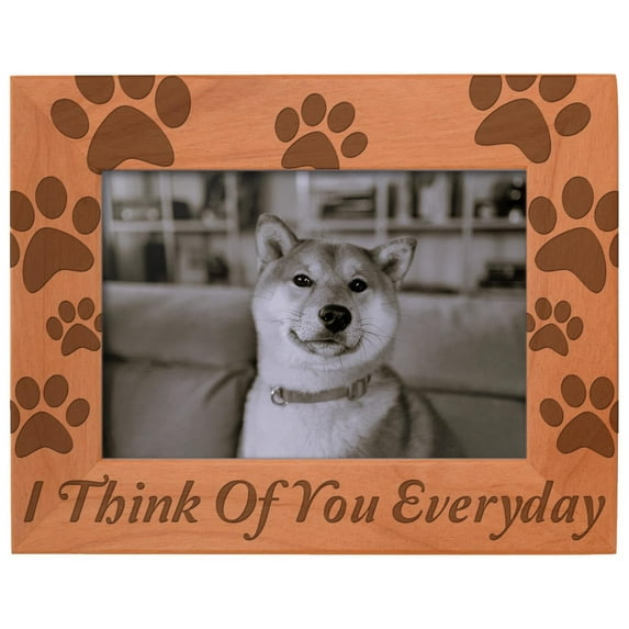 ThisWear Gifts For All By Rachel Olevia Pet Memorial Gift I Think of You Everyday Natural Wood Engraved 5x7 Landscape Picture Frame Wood