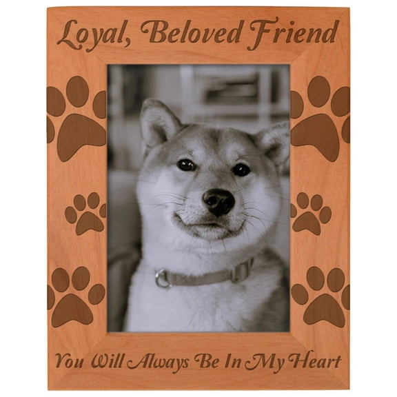 ThisWear Gifts For All By Rachel Olevia Pet Memorial Gift Remembrance of Dog or Cat Natural Wood Engraved 5x7 Portrait Picture Frame Wood