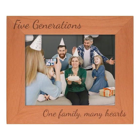 ThisWear Gifts For All By Rachel Olevia Sentimental Photo Frame Five Generations One Family Many Hearts Wood Engraved 8x10 Landscape Picture Frame