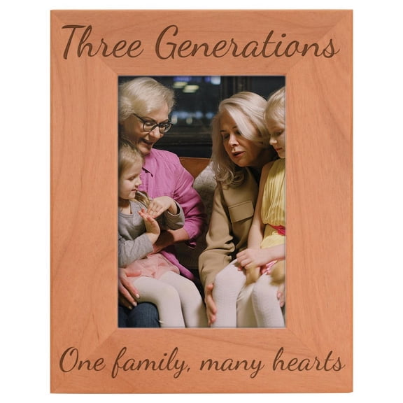 ThisWear Gifts For All By Rachel Olevia Three Generations One Family Many Hearts Natural Wood Engraved 4x6 Portrait Picture Frame Wood