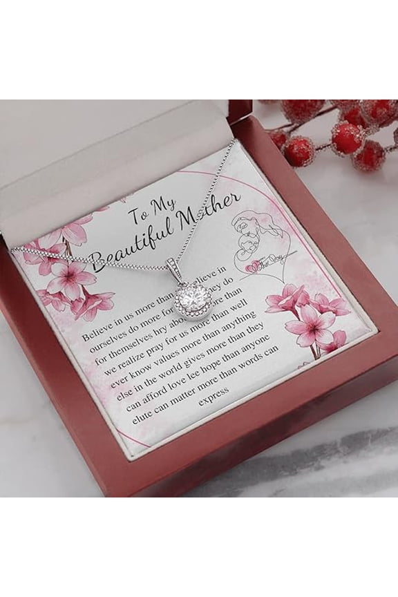 Gifts For Mother's Day To Mom Eternal Necklace, Christmas Gift for Mom from Son, jewelry gift with personalized message card