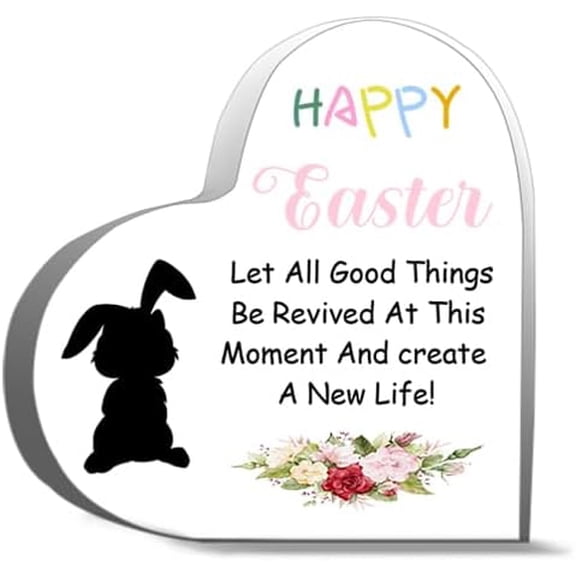 Gifts For Women Men Happy Easter Let All Good Things Acrylic Heart Keepsake 4"L x 4"W x 0.4"H Inch