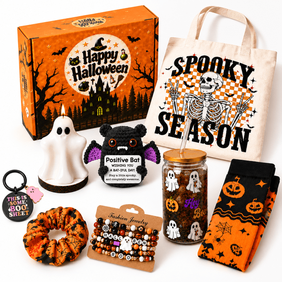Gifts For Women Pumpkin Boo Basket With Ghost Cup Socks