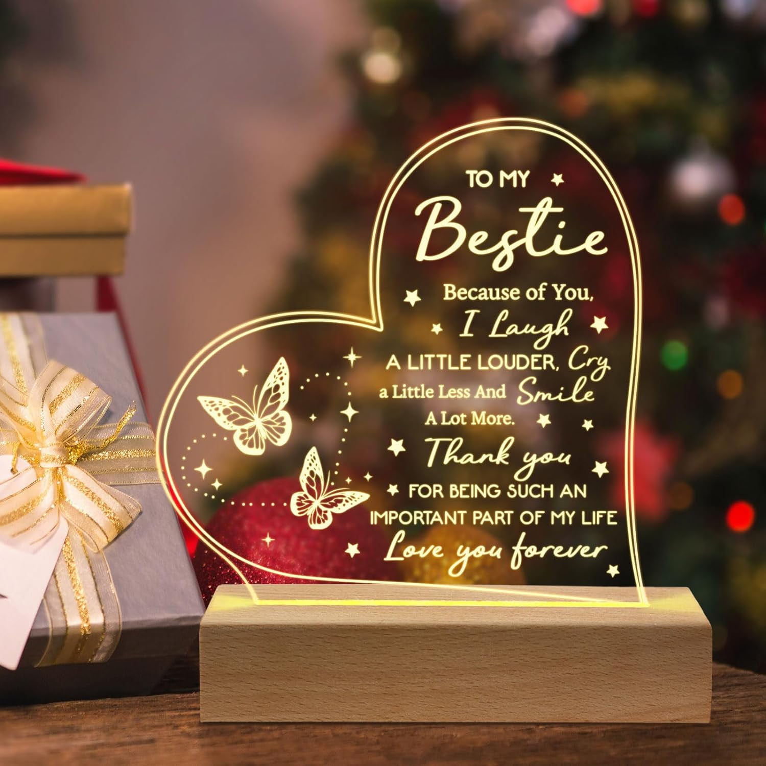 Gifts for Friend Female, Bestie Gifts- Engraved Wooden Base Lamp- Friend Gifts for Women, Best Friend Birthday Gifts, Friendship Gifts for Women Friends