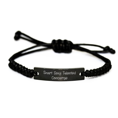 Gifts from Friends, Family, or Coworkers - 'Smart Sexy Talented Concierge' Quote Rope Bracelet for Graduation, Unique Concierge Gifts, and Rope Jewelry for Men and Women