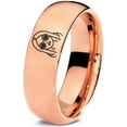 thumbnail image 1 of Tungsten Mothers Day Rose Gold Blue Ring Gamer Lesbian Rare Simple Wedding Band Girl Gifts, 1 of 7